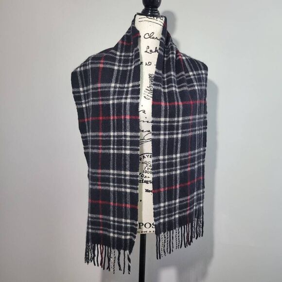 100% cashmere plaid wide scarf Charter Club brand academia goth old money quiet - Picture 1 of 7